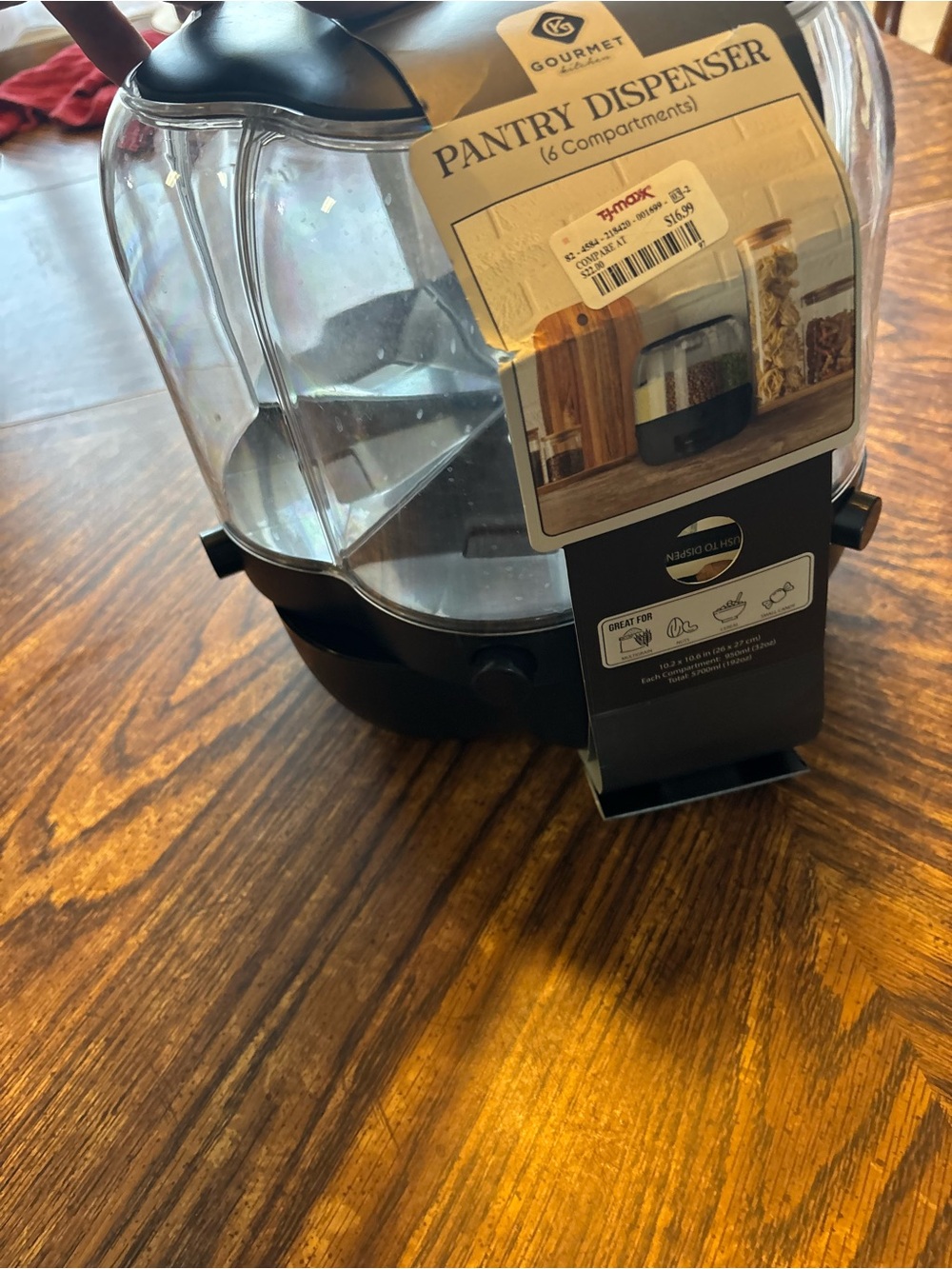 T.J.Maxx Clear Multi-Compartment Pantry Dispenser with Black Base